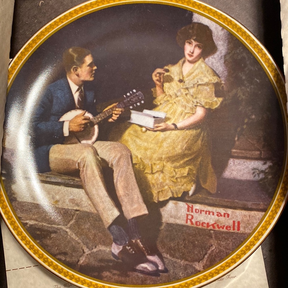 Norman Rockwells “Pondering on the Porch” Collectors Plate